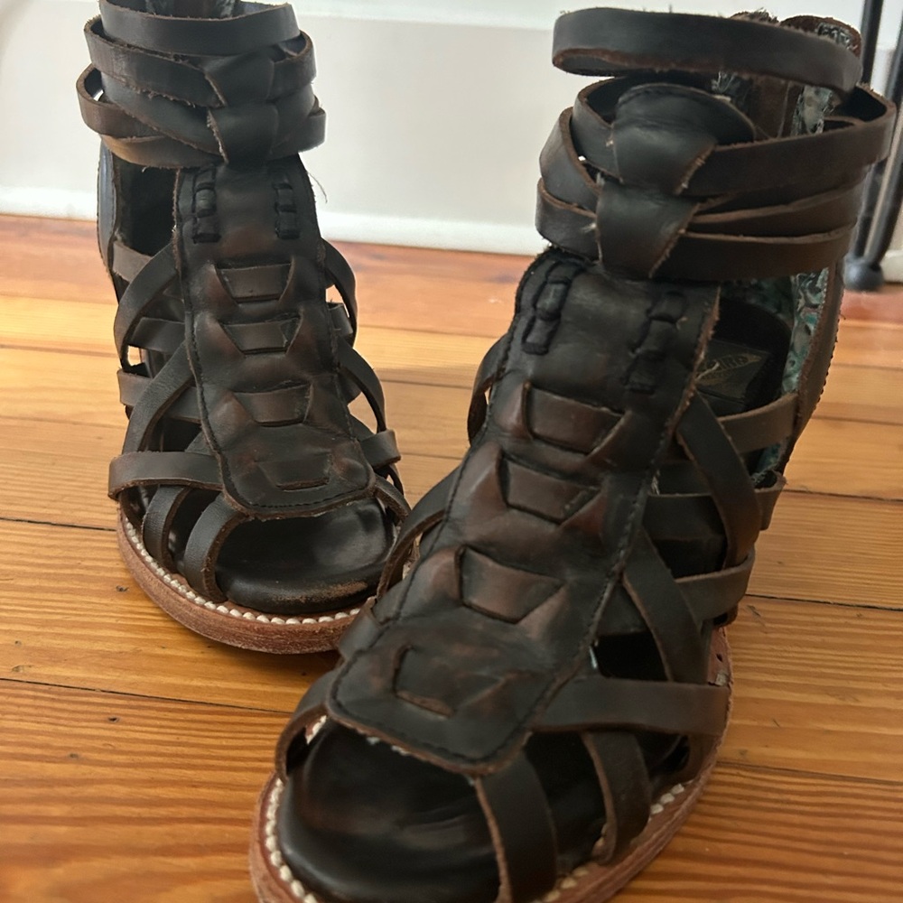 Women's Brown Strappy Heeled Sandals